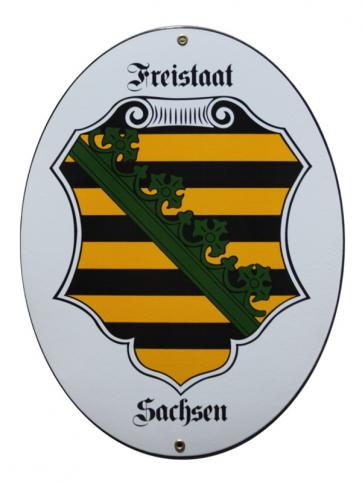 Freistaat Sachsen 28,5 x 37,5 cm Emaille Schild