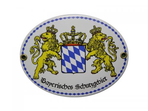 Bayerisches Schutzgebiet Emailschild 11,5 x 15 cm oval Emaille