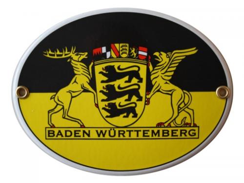 Baden-Württemberg Emailschild 11,5 x 15 cm oval Emaille Schild